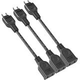 KOZUMUWAN 【延長コード 屋内用 3本セット】電源タップ ACアダプタ用電源延長コード 1個口 ブラック 短い 電源ケーブル 頑丈コード ラッキング火災予防絶縁キャップ付きスイングプラグ フリープラグ 180度回転プラグ 2ピンプラグ接続可能 メス オス 3本入り (0.1ｍ, ブラック)