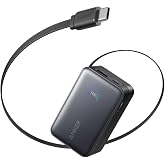 Anker Nano Power Bank (10000mAh, 45W, 巻取り式 USB-Cケーブル) ブラック | モバイルバッテリー 10000mAh (36Wh/10K) / 45W出力 / ディスプレイ搭載/巻取り式USB-Cケーブル一体