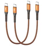 SUNGUY USB Type C ケーブル 0.3M 【2本組】 PD対応 60W 急速充電 USB C to USB C ケーブル 短い Type C to C USB2.0データ転送 iPhone17/16/15シリーズ、Galaxy S25/S24、iPad Pro/iPad air/MacBook Air/MacBook Proなどのタイプｃ機種に対応 30cm オレンジ