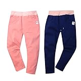 (ネイビー/95cm)ベビー服 女の子 ロング パンツ ボトム ストレッチ スゴのび デニムニット ウエストゴム タグ レース 女児 ベビー