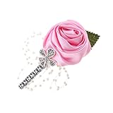 Dovewill 10タイプ選べる　フラワーコサージュ　ブライダルコサージュ　ブライダルフラワーオーナメント　結婚式　インテリア - ピンク　バラ