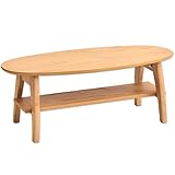 タンスのゲン 折りたたみ コーヒーテーブル 楕円 棚付き ナチュラルオーク 11719145 02