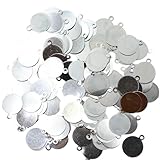 KUKU工房 カボション貼り付けパーツ カン付き ラウンドプレート ハンドメイド 材料 パーツ 200枚セット (シルバー, 10mm)
