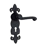 Adonai Hardware Zadok Black Iron Door Handle with Plate