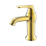 UMANYI 洗面台用 混合水栓 蛇口 台付き シングルレバー 金メッキ BEKDL122A