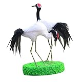 B Baosity 庭の鳥の像　タンチョウ　置物 レッド　クラウン　クレーン ガーデン　庭　装飾　可愛い