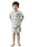 RANNOYA Little Dino 半袖 5分袖 子供 パジャマ 部屋着 綿100％ Mellisse (130)