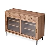 LOWYA ロウヤ 収納棚 食器棚 カップボード チェスト キャビネット サイドボード 棚 収納 おしゃれ サイドチェスト ガラス テレビ台 国産 日本製 幅120㎝ シャビーナチュラル