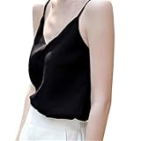 Wodery キャミソール シフォン レディース Vネック 無地 セクシー ルームウェア タンクトップ ノースリーブ シャツ シームレス インナー 夏 ファッション シャツ ブラウス