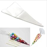 attachmenttou 100PCS/Bag Cone Plastic Bags Ties Large Party Sweet Cello Candy Supply