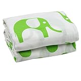 juDanzy 100% Cotton Swaddle Set of 2 Large 45X45 Muslin Baby Girl or Boy Blankets (Echo The Elephant