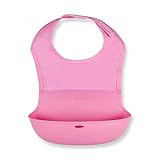 GZ HOUSE　柔らかい　ロールアップビブ　お食事エプロン　よだれかけ　お食事用防水ビブ　防水　ポケット付き　お食事/離乳食/ 介護の大人　出産祝い　プレゼント　　　 (ピンク)