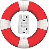 Rikki Knight RND-GFISINGLE-114 Lifesaver Ring Round Single GFI Light Switch Plate, Red/White [並行輸入品]