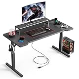 DOMICON ゲーミングデスク 黒 幅140cm コンセント付き モニター台付き パソコンデスク ゲームデスク PC desk 作業机 ワ