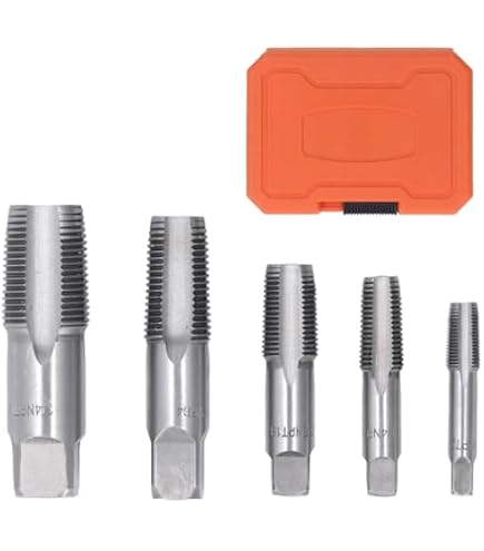 6-Piece NPT Pipe Tap Set – Carbon Steel Thread Tapping Tool Kit, 1/8 To 1 Inch, With Storage Box For Pipeline Maintenance & Rethreading
