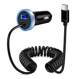 ChrisPow 3.4A シガーソケット カーチャージャー usb type c ケーブル【格納式ケーブル/30-100cm/LEDライト/12V 24V車対応】車載充電器 usb c充電器 しがーソケット 一体式タイプCケーブル 1m usb急速充電器 車 usbシガーソケット スマホ充電器車用 カー用品 iPhone14 13 12,iPad,Galaxy S23 S22 S21,Xperia XZ3,Android対応(ブラック)