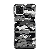 SmaSmaSweets OPPO Reno9 A A301OP ケース [デザイン:4.モノクロ迷彩/ブラックケース] 迷彩パターン 迷彩 ミリタリー カモフラ ハード スマホケース カバー reno9a オッポ レノ9a a301op