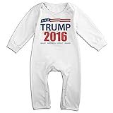 Kamifa カミファ ドナルド トランプ 大統領 字母柄 長袖ベビー服 ロンパース 赤ちゃん パーファクト White 6 M