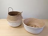 Dipped White Sea Grass Belly Basket Panier Boule Storage Nursery Toy Laundry Easter 1 PC by Tanager