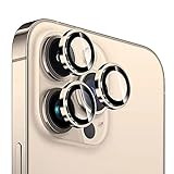 Apapeya iPhone 14 Pro/iPhone 14 Pro Max /16 Pro/16 Pro Maxカメラレンズ保護カバー アルミ合金製+AR增透ガラス 0.25mm超薄カメラカバー 凸台設計 耐衝撃 キズ防止露出オーバー防止 一体感iphone14カメラフィルム 3眼レンズ対応（ゴールド）
