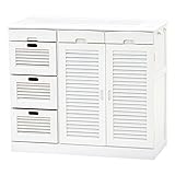 キッチンカウンター(キッチン収納/キッチンボード) 幅82cm 木製 ルーバー扉/タイル天板/キャスター付き ホワイト(白) 【代引不可】 特配【TS1869】 top1-ds-1629317-ak [簡易パッケージ品]