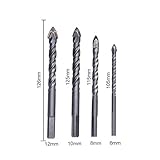 4ピース/セット鋼合金インパクトhssガラスドリルビットセメントセラミック壁ドリルハンドツール6/8/10/12ミリメートル