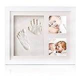 INNOCHEER Baby Handprint and Footprint Frame Kit - Solid Wood Photo Frame with Safe Acrylic Front, N