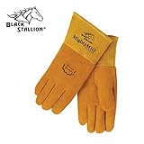 Black Stallion ブラックスタリオン マイティーミグ プレミアム グレイン ディアスキン （鹿表革) ラインド （裏地つき） MIG溶接用 グローブ (XS)