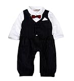 StylesILove Baby Boyウェディングタキシードボウタイロンパースワンジー カラー: ブラック