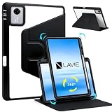 For LAVIE Tab T11N (T1175/LA・TAB11/Q02) /Lenovo TAB8 A401LV/ Idea Tab ZAFR0387JP/Lenovo Tab K11 Gen 2 11インチ タブレットケース 手帳型 カバー CNEVISON 360°回転式スタンド オートスリープ機能 ペン収納 耐衝撃 A401LV クリア透明バック カバー (ブラック)