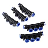 5個入り クイック継手 エア空気圧 配管継手 エルボー コネクタ 5ウェイ直径 12mm