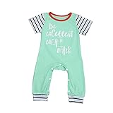 Tovadoo ベビー　ロンパース　爬行服　半袖　グリーン　アルファベット柄　夏　コットンブレンド　可愛い　カッコイイ　爽やか　夏休み　遊園地　リゾート　旅行　室内　出産祝い　新生児　男の子　女の子