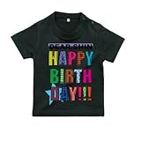 BabyChips HAPPY BIRTHDAY 【男の子バージョン】(名入れ半袖ベビーTシャツ) 120 ブラック