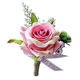 Kesoto コサージュ　ロマンチック　結婚式/パーティー　シルク　花　バラ　３タイプ選べ - フシア