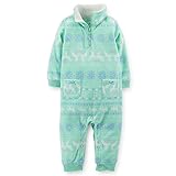 カーターズ(Carter's)【2014年秋冬最新作】女の子用ミントスノーフレーク動物たちのダンスお出かけ用フリースジャンプスーツ 12months 12ヵ月用 80cm