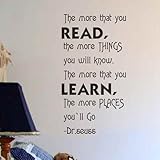 Dr Seuss引用サインビニールデカールステッカー壁レタリングファミリThe More That You Read The More Places You Will Go Kids Books 41
