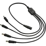 Kaito Denshi(海渡電子) DC電源 分岐ケーブル 大電流用 外径5.5mm 内径2.1mm 最大電流14A(メス側) 最大電流3.5A(オス側) 4分岐 5個【ケース販売】