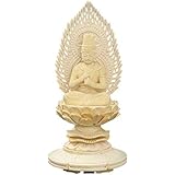 京仏壇はやし 仏像 総桧 丸台座 大日如来 火炎光背 2寸 (真言宗) ◆高さ18.5cm 幅9.3cm 奥行8.8cm (仏壇用 ご本尊 お仏像)