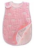 6重ガーゼ ベビー スリーパー 寝袋 オーガニックコットン オールシーズン パジャマキッズ(適応身長70cm-120cm) 雲 ピンク