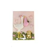 Lunaura Baby Keepsake - Set of 12 Girl Black Ethnic Baby in Blanket Carried by Stork Plaque Favors -