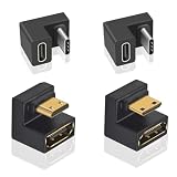 Duttek 8K 180度 Mini HDMI HDMI 2.1アダプター (アップ&ダウン) 180度 USB CアダプターU字型 10Gbps ポータブルモニター ノートパソコン タブレット用 (4個パック)