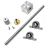 3DプリンタガイドレールセットT8リードスクリューピッチ2mmリード2mm+ KP08 +ナットハウジング+カップリング (400mm)