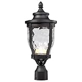 Minka Lavery 8766-66-L 1 Light Post Mount in Black Finish w/Clear Hammered Glass by Minka Lavery