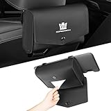クラウン 専用 ティッシュカバー ボックス CROWN 専用ロゴ 車用 ティッシュ ケース クラウン 17系 18系 20系 30系 200系 210系 220系 対応 サンバイザー ヘッドレスト ティッシュボックス 取付簡単 PUレザー 溢れ マグネット式 サイズ 24*15*4cm (クラウン 適用, 厚型・箱ティッシュ対応)