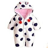 ＣＴＶshop ベビー服 ふわふわ ロンパース 赤ちゃん カバーオール 耳付き 新生児 長袖 フード アニマル 着ぐるみ 綿入り 秋冬防寒 (74ｃｍ, ホワイト)