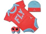 (ジョーダン)Jordan ベビージョーダン 3点セット ロンパース　帽子　ソックスシューズ（並行輸入品) (インフラレッド水色)