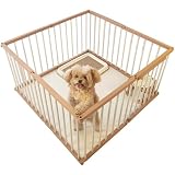 Essgudo ペットフェンス 犬 ゲージ 小型犬 サークル 室内 ペットサークル 室内用ドッグゲート 自由に組み立て可能な柵 中小型犬用脱走防止フェンス 組み立て簡単 ブラウン 93*93*68