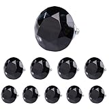 Demiawaking 取っ手 ダイヤモンド形 つまみ 引き手 ドア/引き出し インテリア 水晶の取手 高級感 アンティーク 10個セット 40mm ネジ付き ブラック(10個)