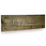 Cade壁decor-rustic壁アート人生は美しい壁Sign forリビングルーム装飾、19.7 X 5.7 X 0.8インチ Life is Beautiful ブラウン