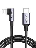 UGREEN L字 USB C to Lightning ケーブル【MFi認証取得】ライトニング ケーブル Power Delivery 対応 3A急速充電iPhone 14 / iPhone 13/12/11/ iPad Miniなど対応 ナイロン編み製 (1M)